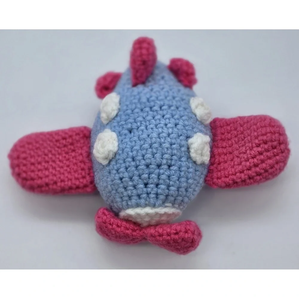 Handmade Crochet Airplane Plush Toy Amigurumi Pink Blue Soft‎ Stuffed